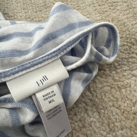 J. Jill Linen Striped Pullover Poncho Sweater Knit Top M/L - Picture 2 of 12